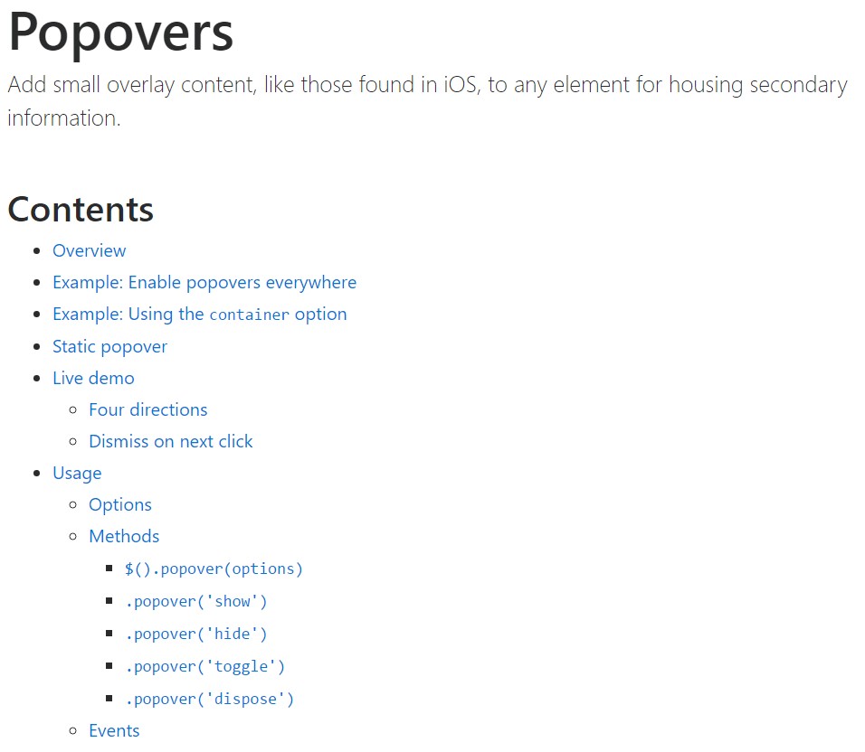Bootstrap popovers  approved  information