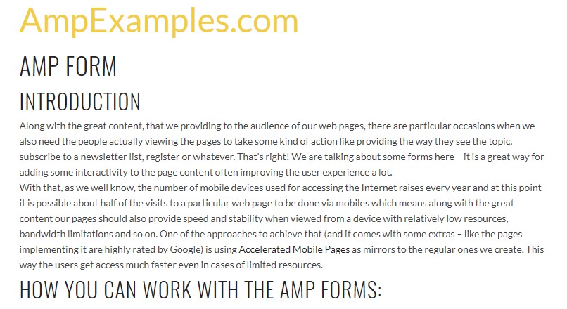  Let us  review AMP project and AMP-form element?