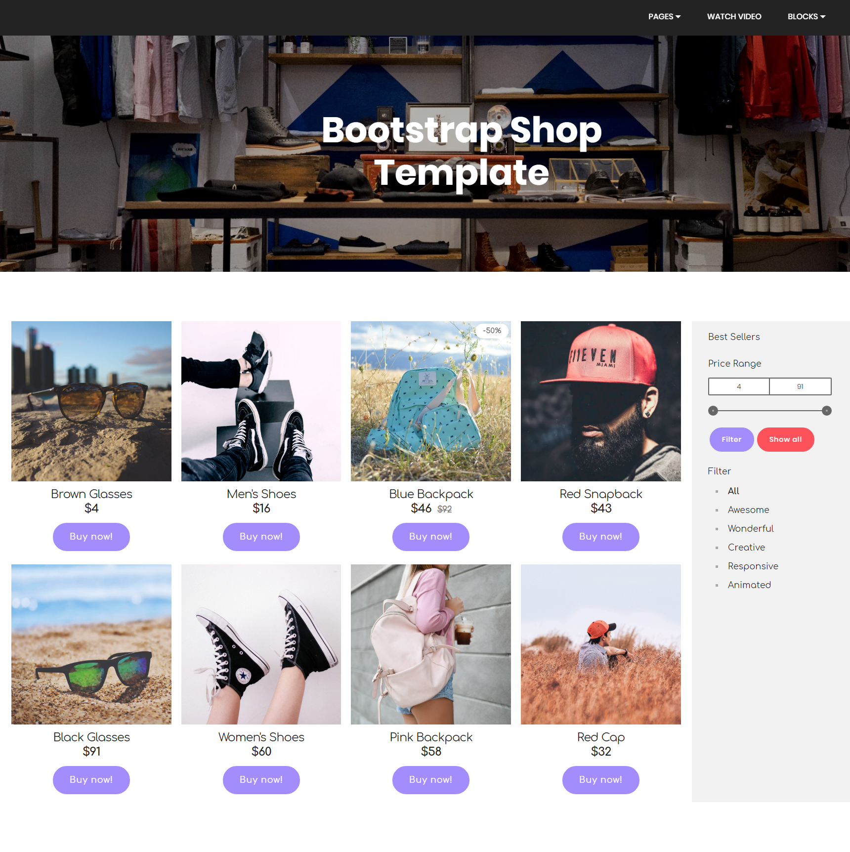 HTML5 Bootstrap Shop Themes