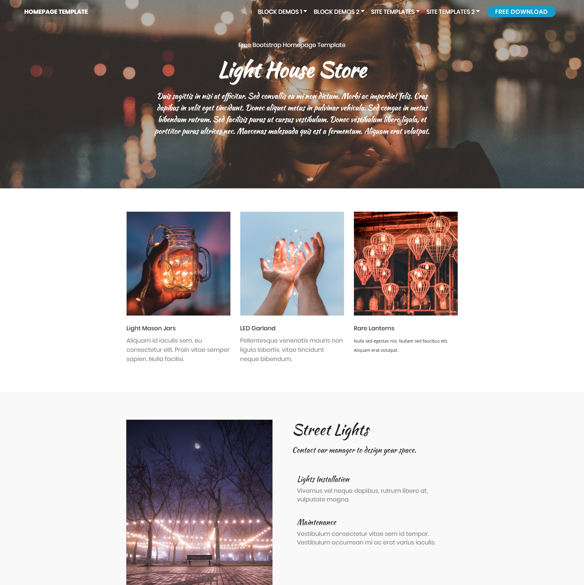 HTML Bootstrap Homepage Themes