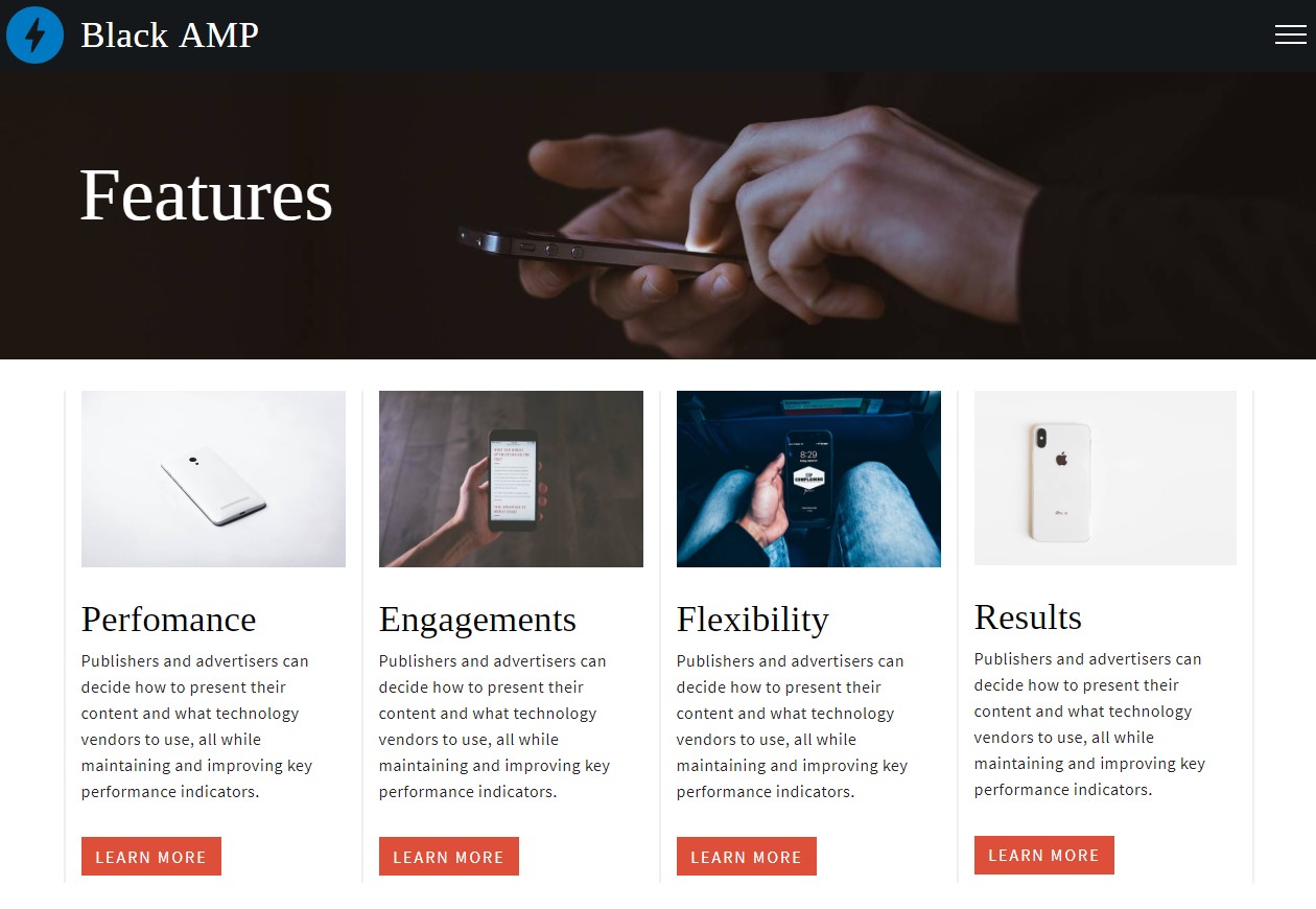 AMP HTML Features Template