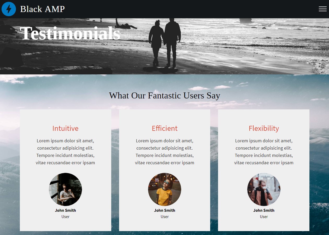 AMP HTML Testimonials Template