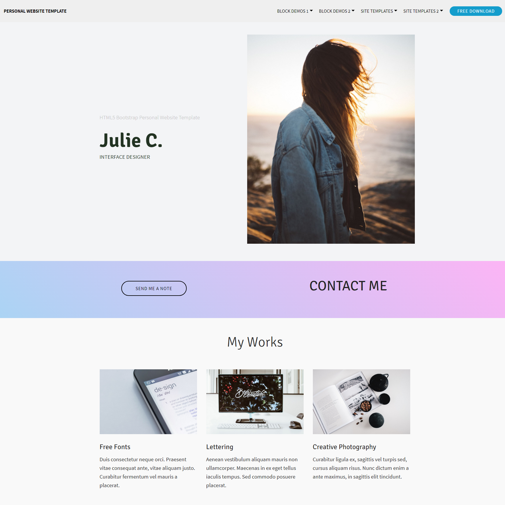 Free Bootstrap Personal website Templates
