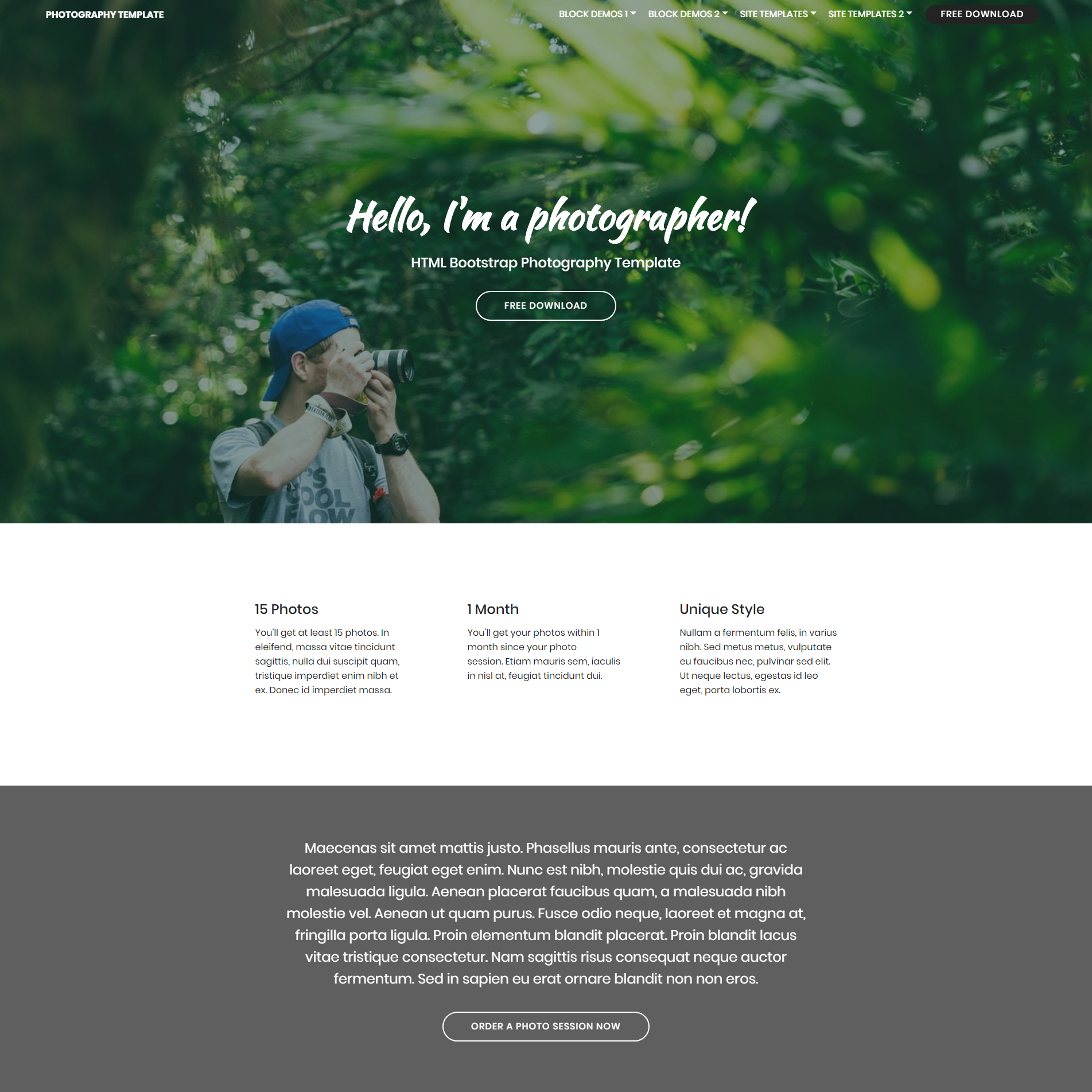 Free Bootstrap Photography Themes