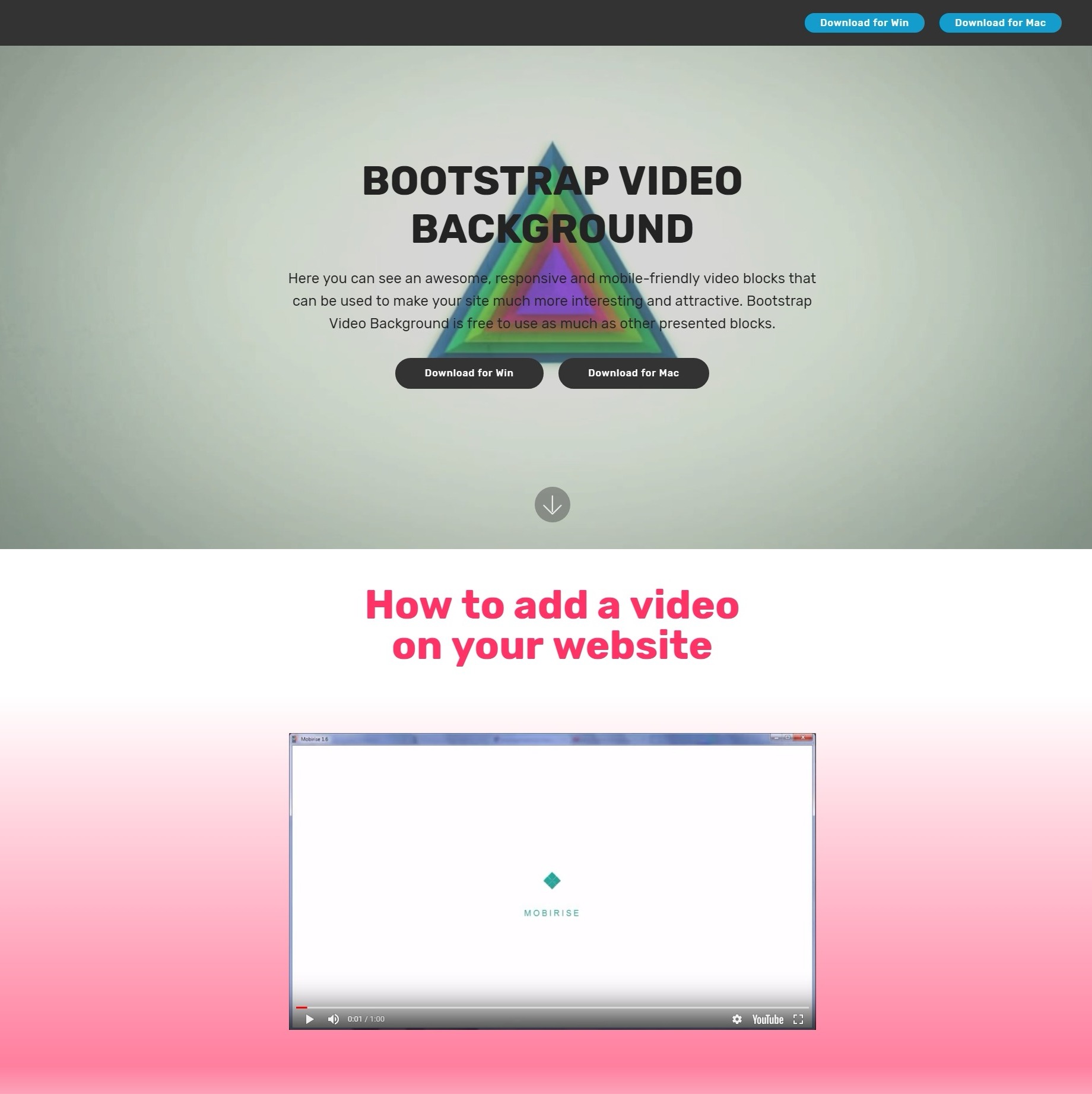 Nice and Simple Responsive Bootstrap Responsive Video Backgrounds and Mega  Menu Examples