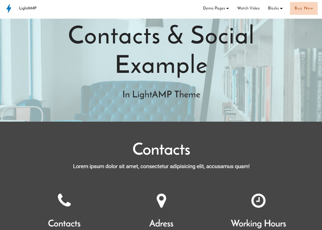 AMP Contacts and Social Template
